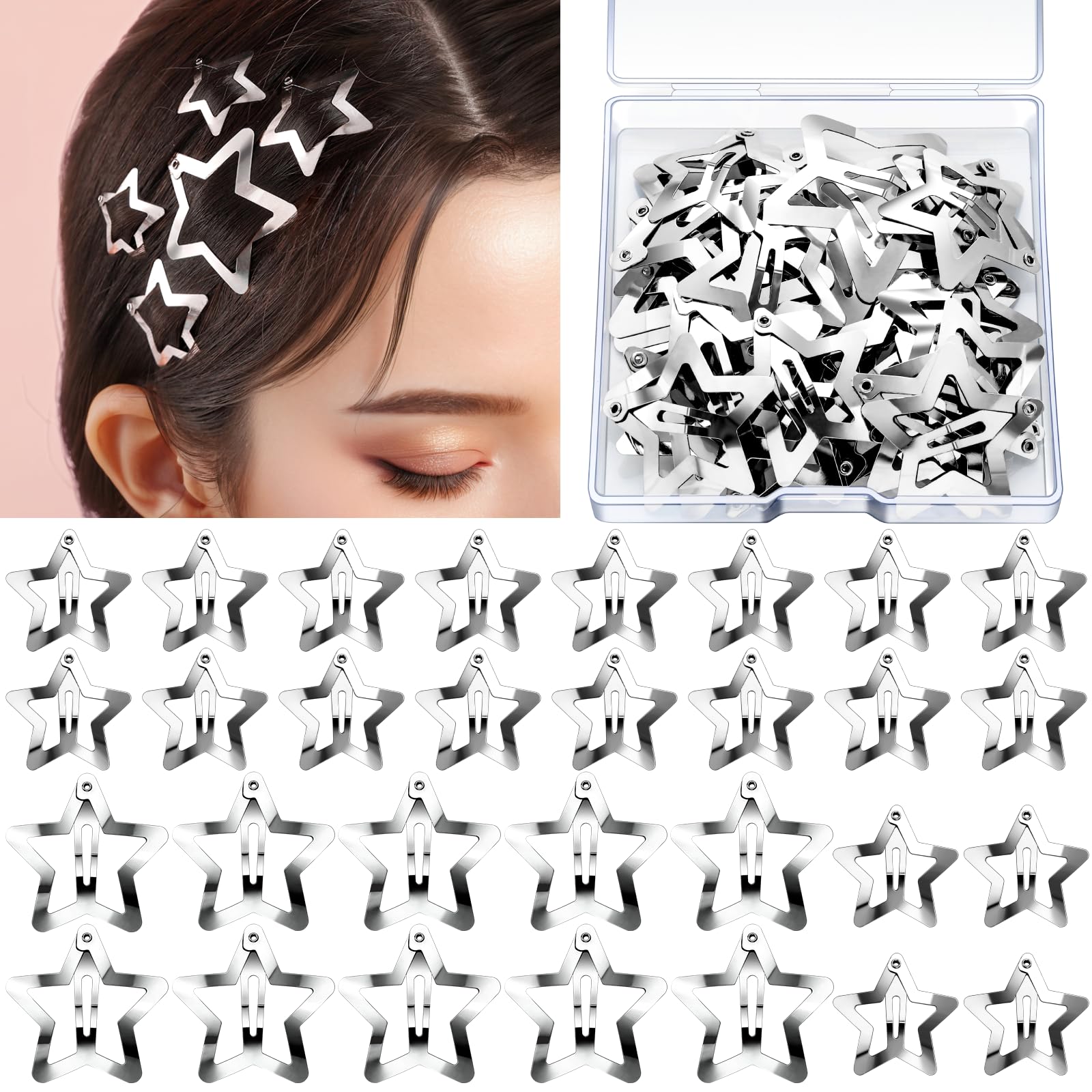 YGDZ star hair clip small silver 1.22 inch keeps bangs away from eyes.