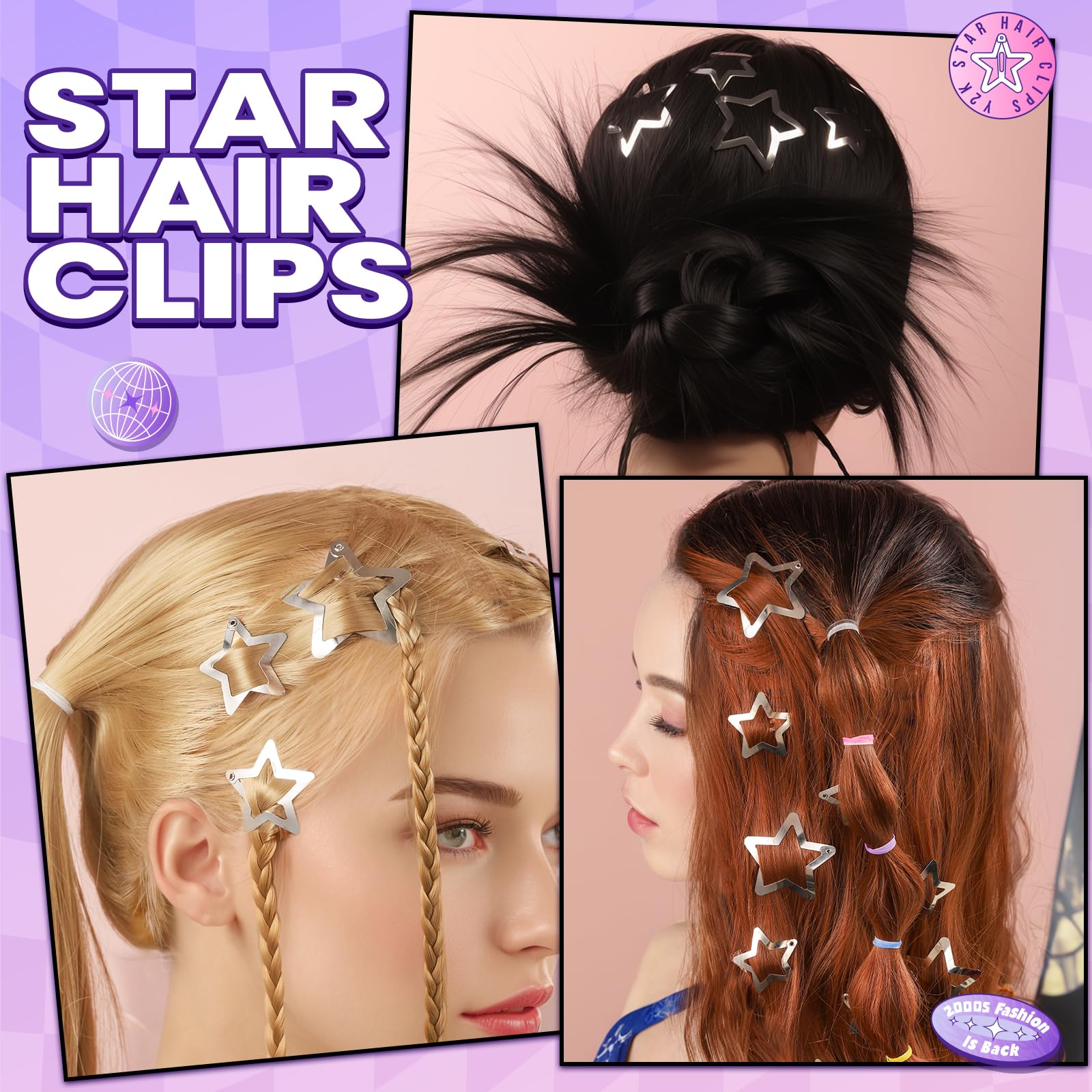 YGDZ Y2K star clip in silver adds retro flair for styling.