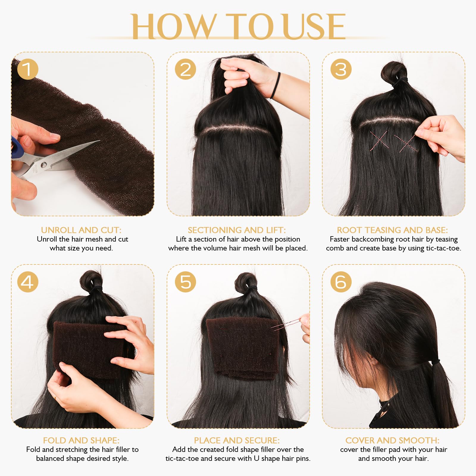 YGQQOY relleno de cabello acolchado facilita relleno para distintos estilos.