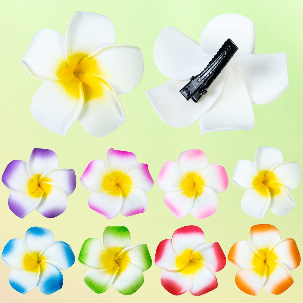 Clip plumeria de YHmall para fiestas tropicales.