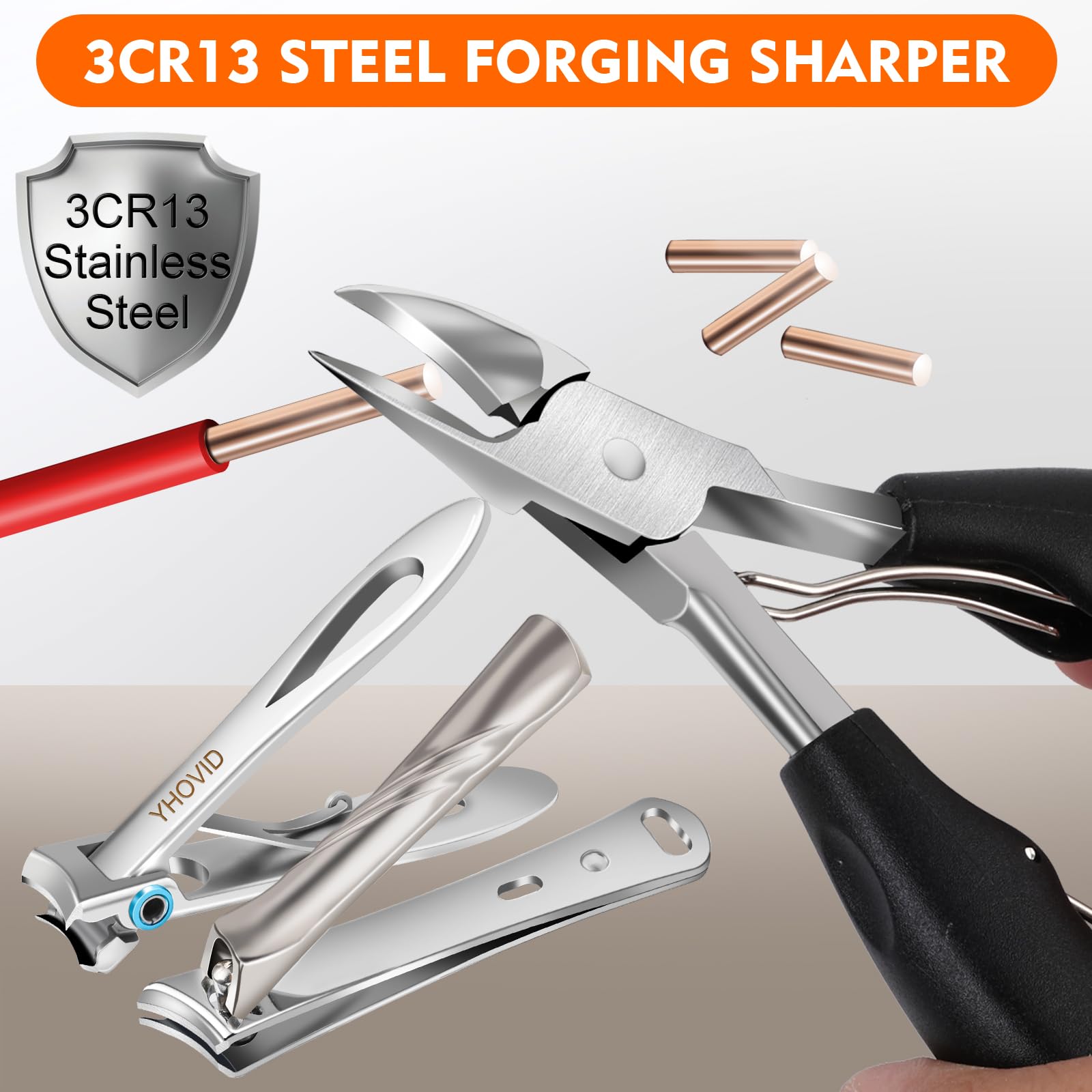 YHOVID heavy-duty clippers with catcher and large opening for thick nails