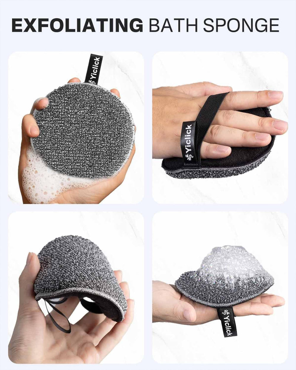 Yiclick body scrubber soft cotton side for gentle daily care