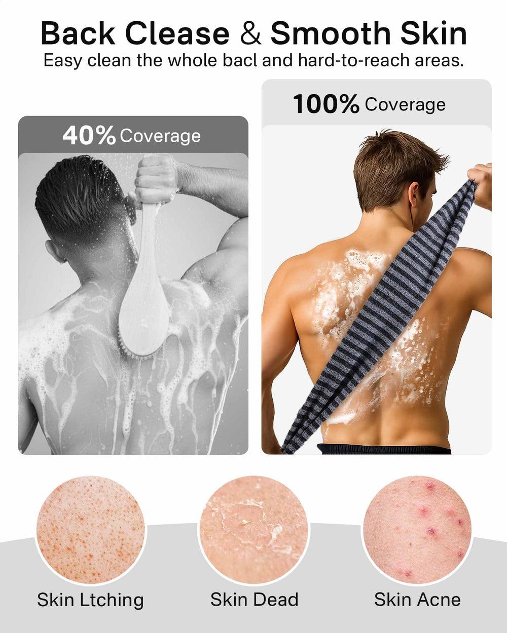Yiclick esponja espalda 40 pulgadas facilita exfoliar la espalda.