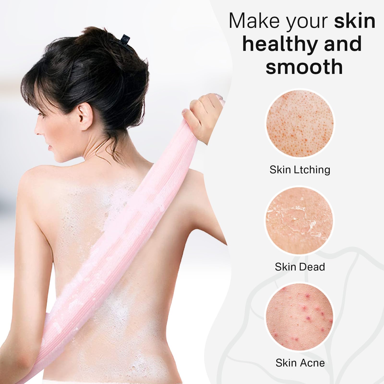Exfoliador dorsal Yiclick, diseño extralargo para espalda y hombros.