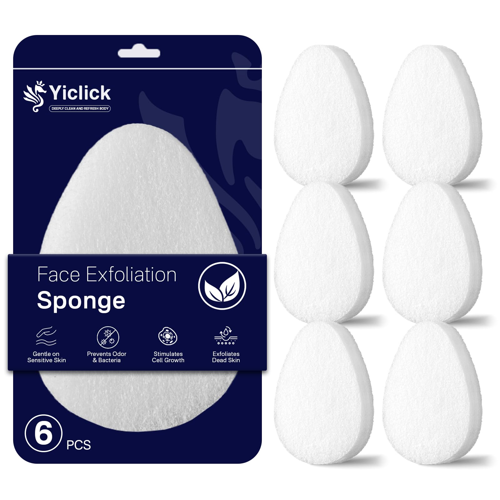 Yiclick exfoliating facial sponge with waterdrop design for precise cleansing