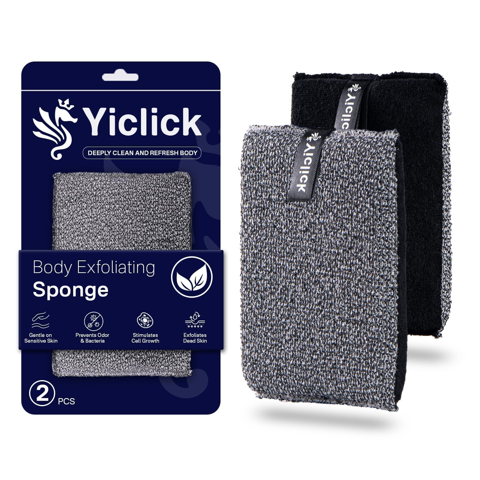 Yiclick exfoliating scrubber pack front view for a spa-like shower lather.