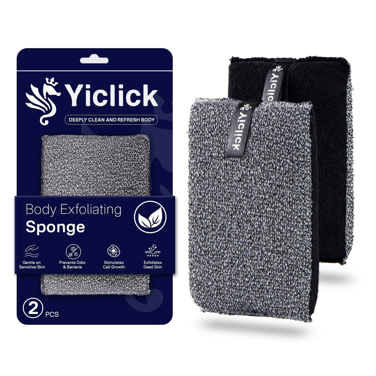 Yiclick exfoliating scrubber pack front view for a spa-like shower lather.