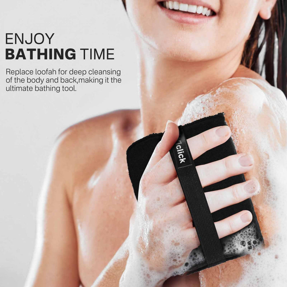 Yiclick exfoliating scrubber textured side close-up highlighting deep-clean action.