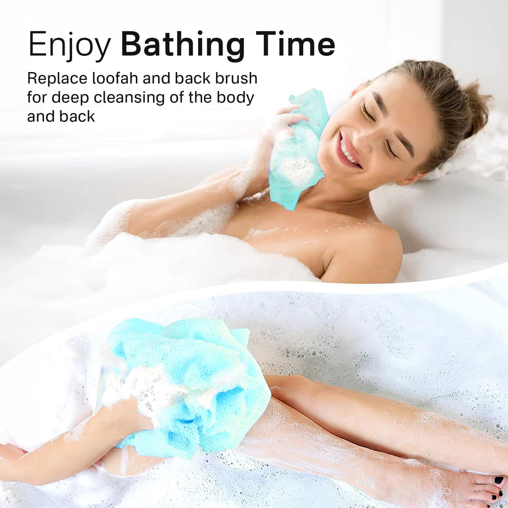 Yiclick exfoliating towels drying quickly for hygienic post-shower use.