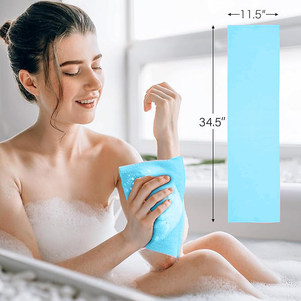 Yiclick exfoliating washcloth set in a gym bag for travel and daily use.