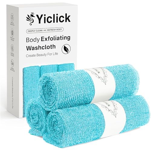 Yiclick exfoliating washcloth set close-up texture for deep cleansing and smoother skin.