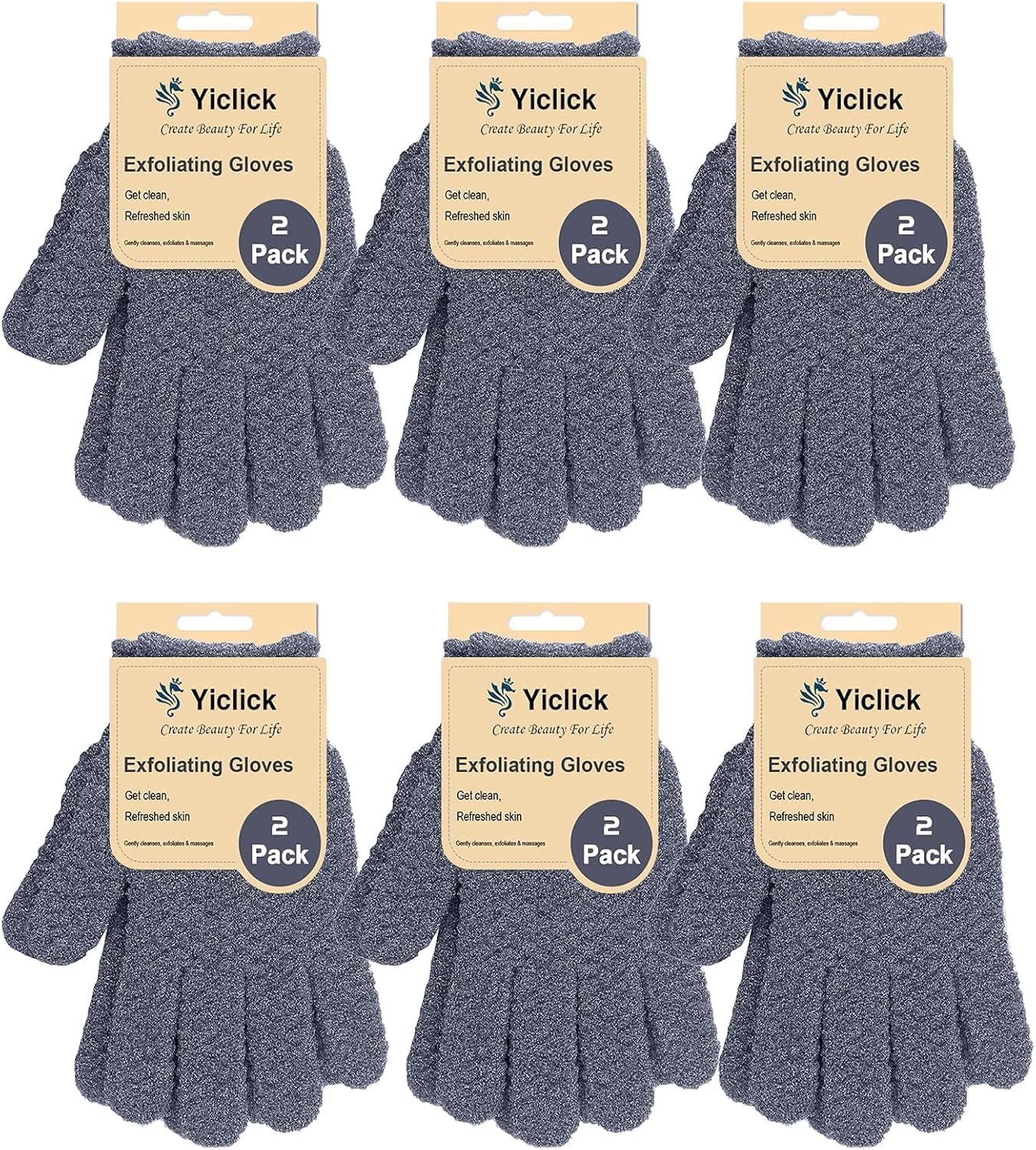 Guantes exfoliantes Yiclick para cuerpo, limpieza profunda y piel suave tras la ducha