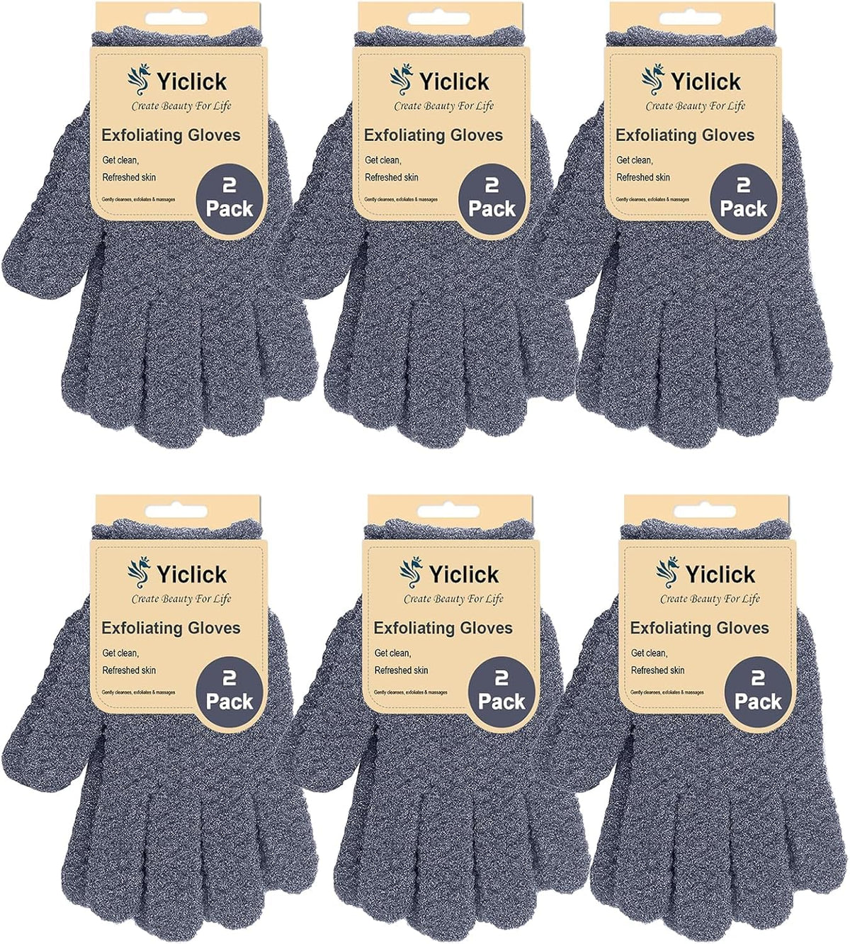 Guantes exfoliantes Yiclick para cuerpo, limpieza profunda y piel suave tras la ducha