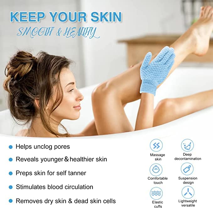 Conjunto familiar Yiclick de guantes exfoliantes para toda la familia.
