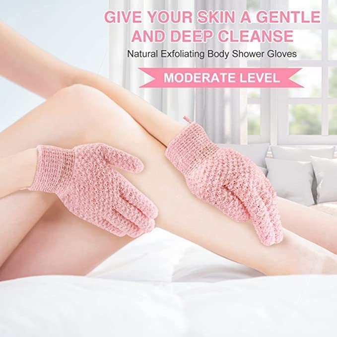 Guantes exfoliantes Yiclick con espuma suave para una limpieza delicada.