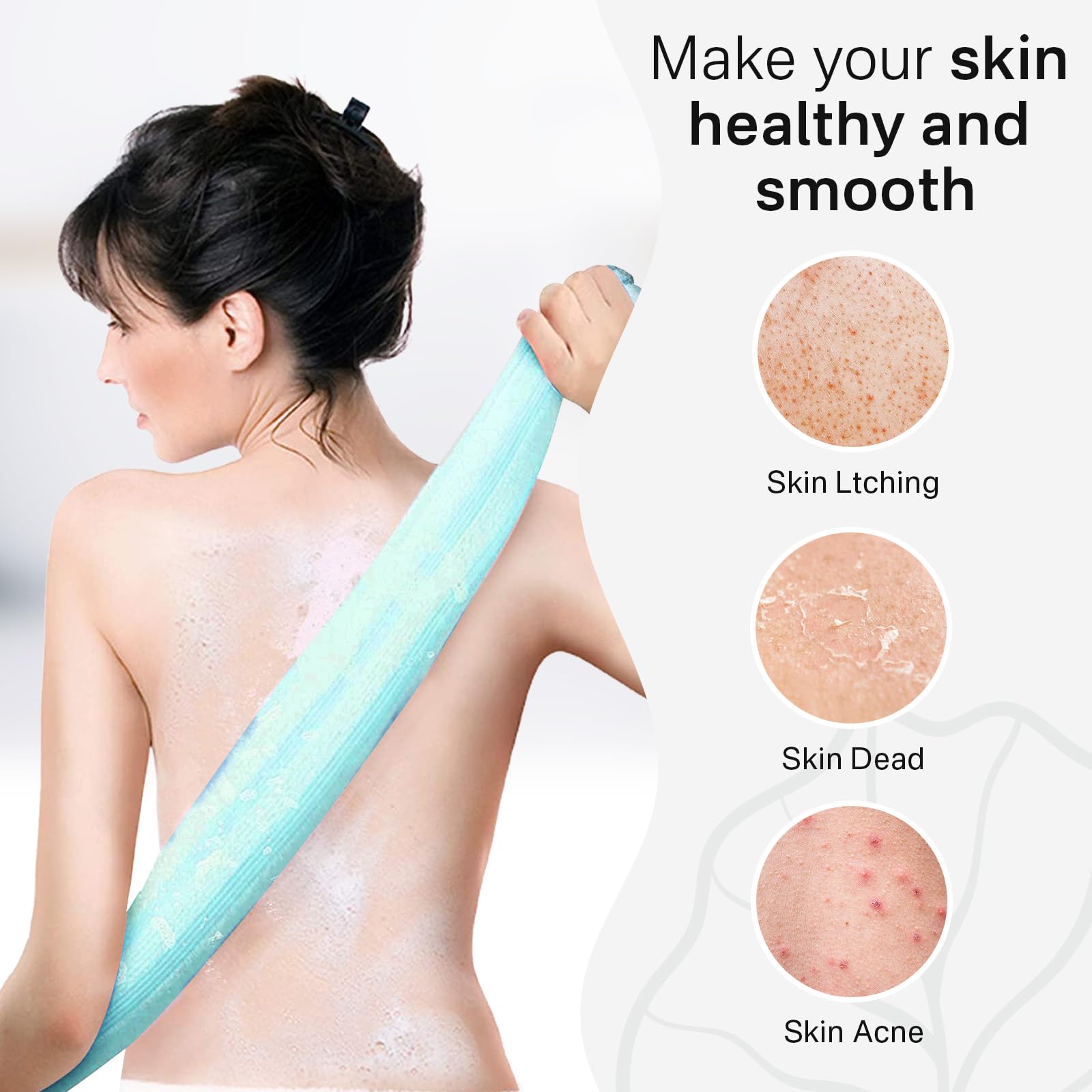 Yiclick loofah net rag back washer for deep cleansing.