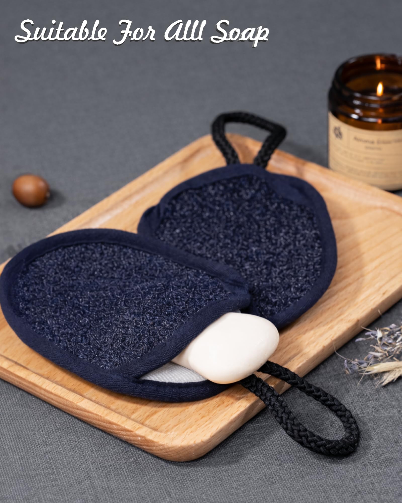 Yiclick soap bag blue round in use during shower for daily cleansing