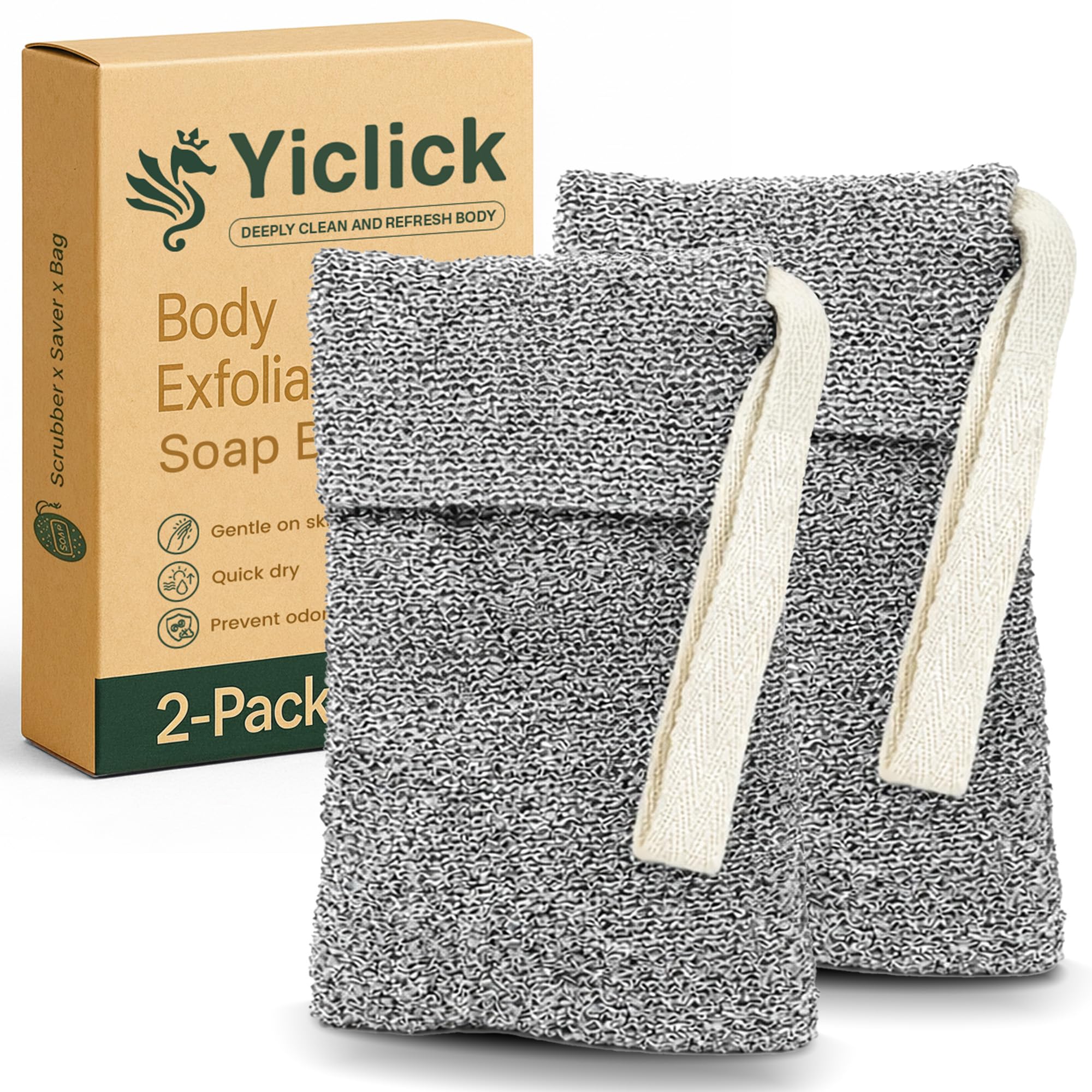 Yiclick soap bag with exfoliating mesh for smoother skin