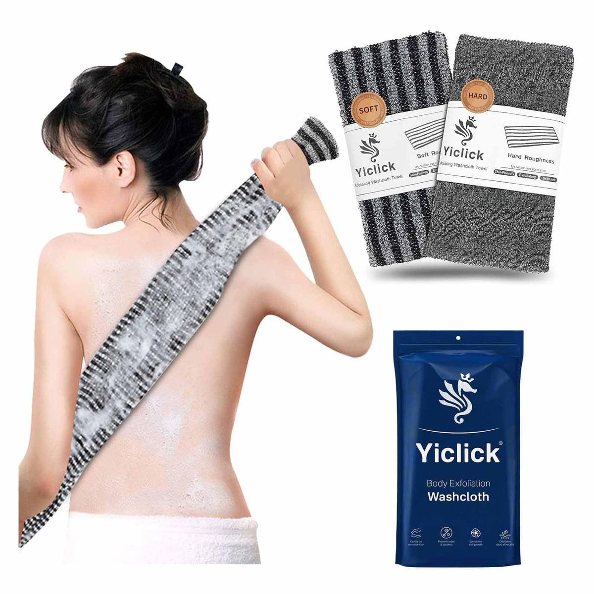 Yiclick toalla exfoliante cuerpo para exfoliar suavemente la piel.