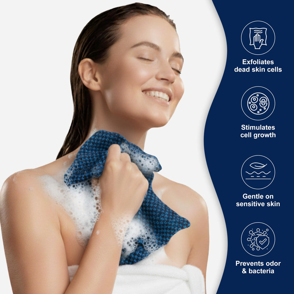 Toalla exfoliante Yiclick, resistente al lavado sin perder textura.