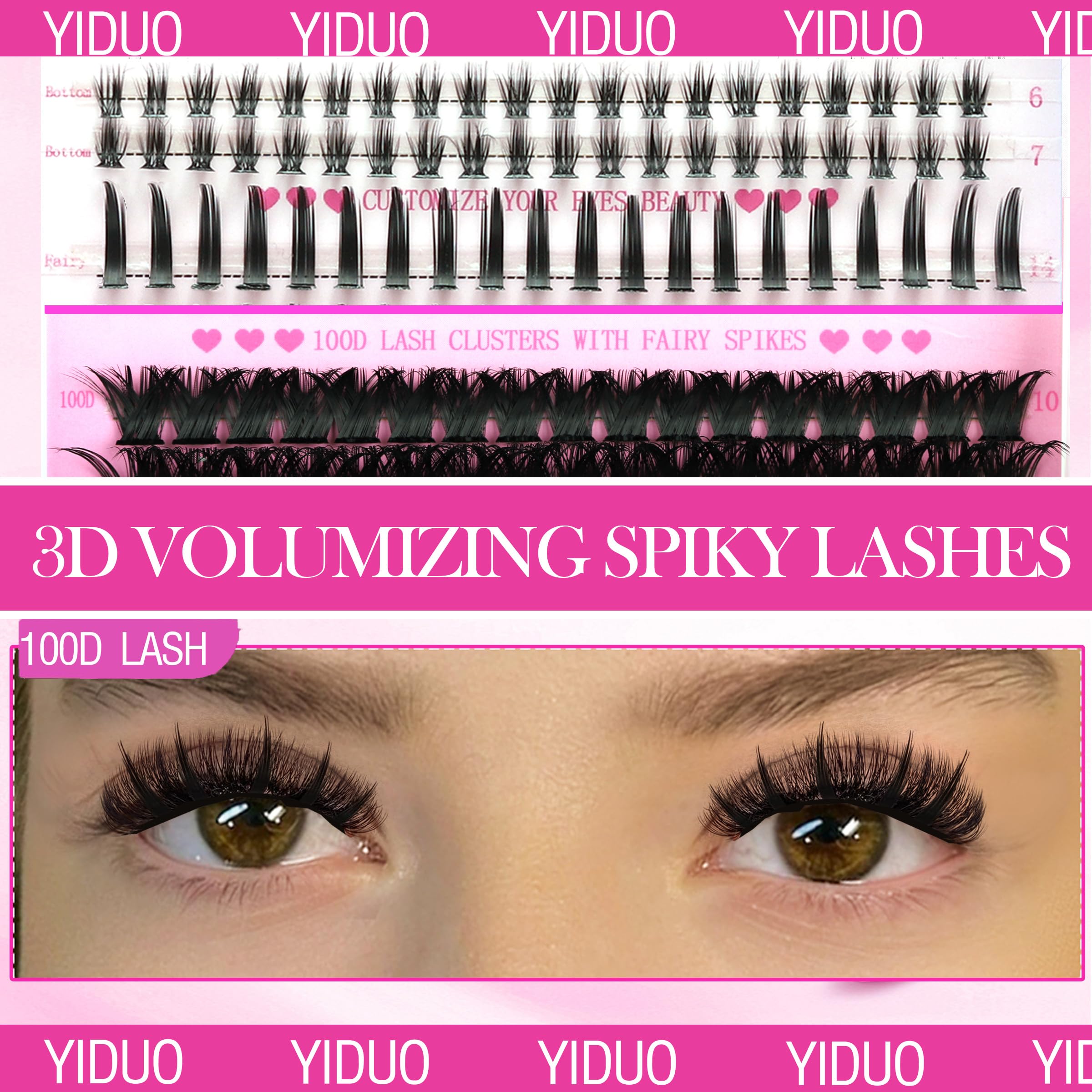 YIDUO 100D full lash clusters 12-18mm create dramatic fullness