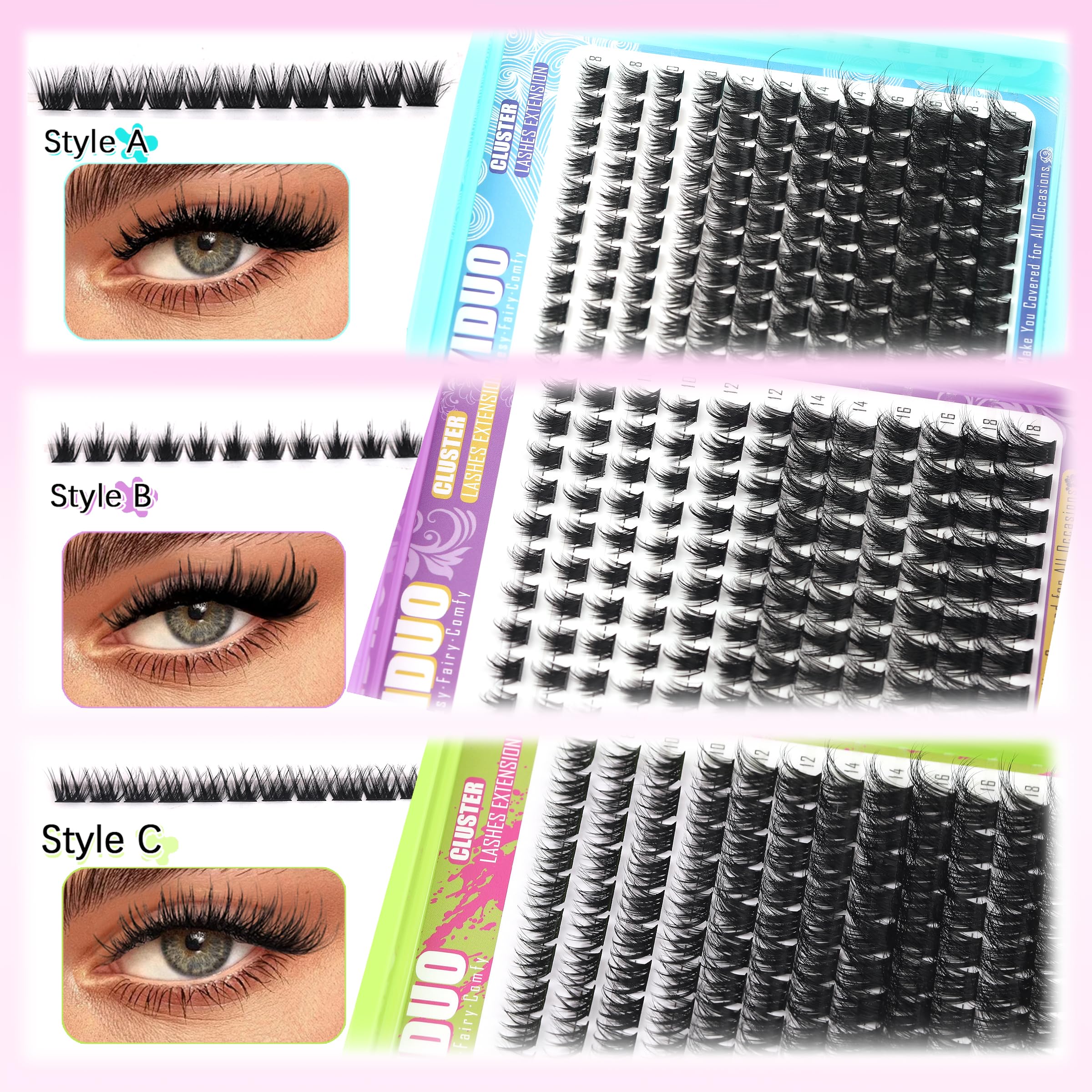 YIDUO dramatic lash clusters close-up on bold eye-opening lashes
