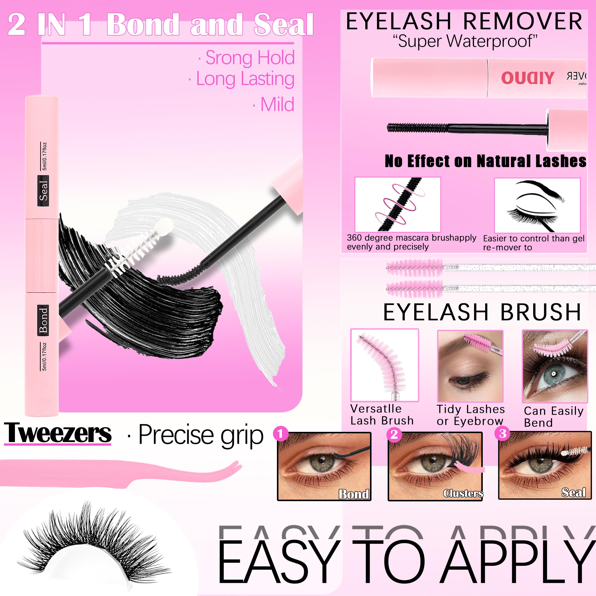 YIDUO Eyelash Applicator Tweezers for precise cluster placement.