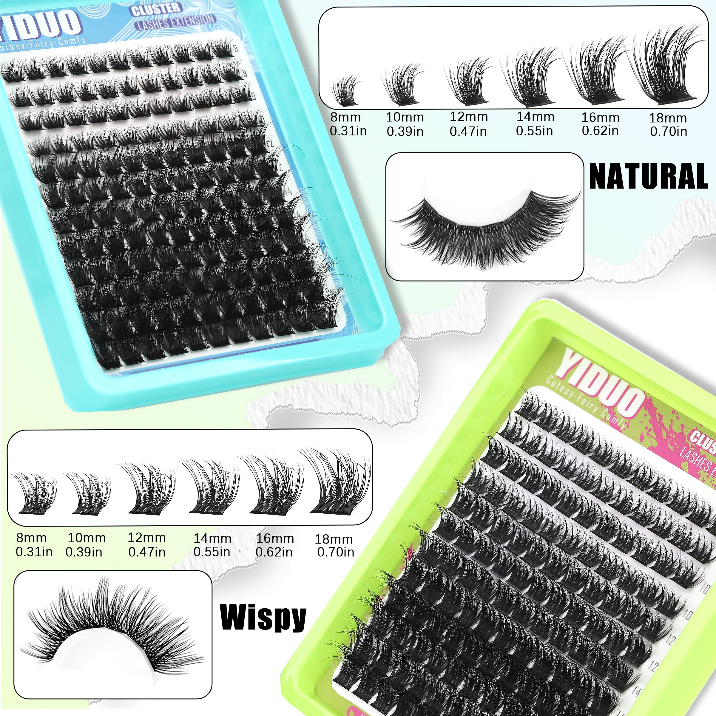 YIDUO Lash Clusters Bottom Spike adds subtle texture at lash base.