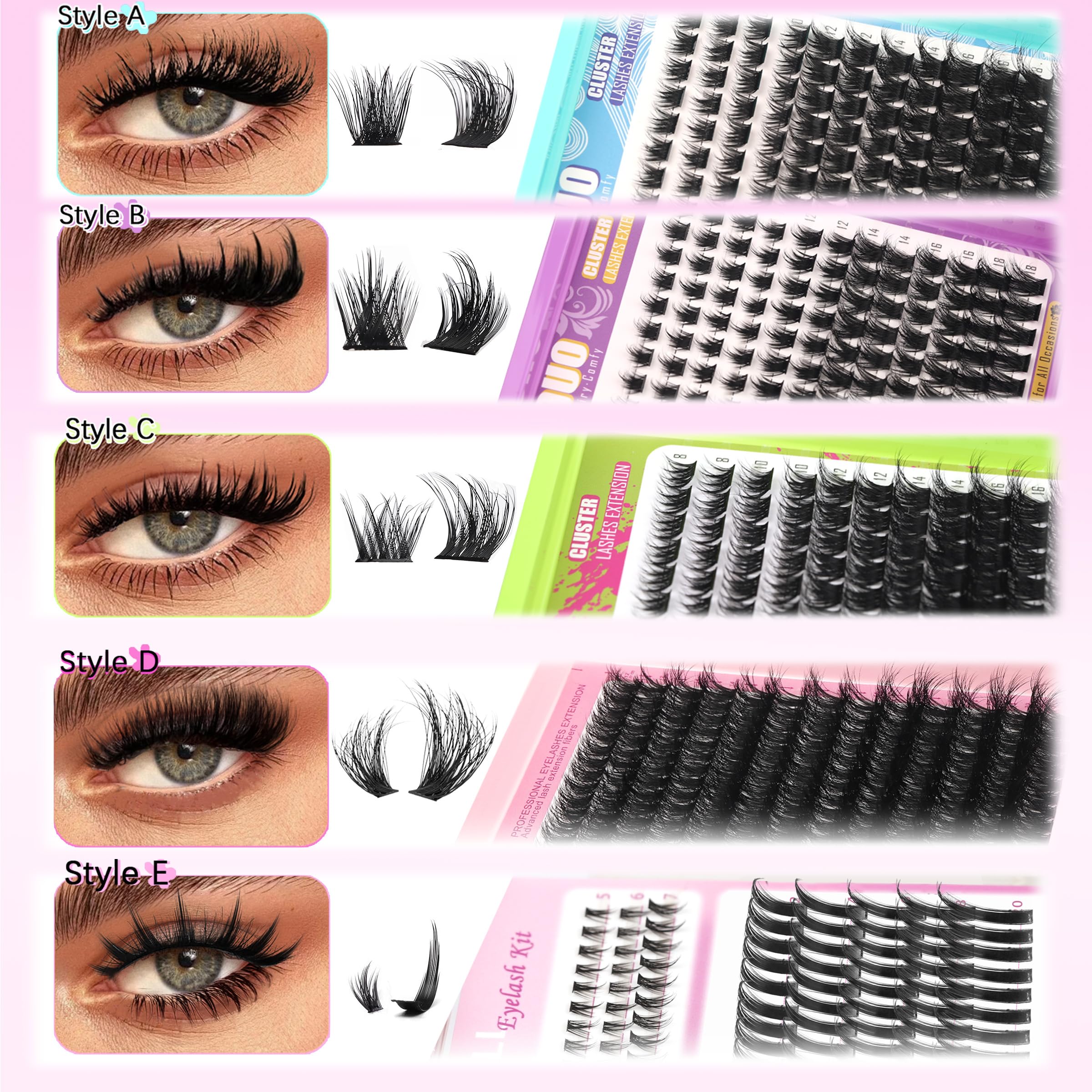 YIDUO Lash Clusters Dramatic set for bold eye impact.