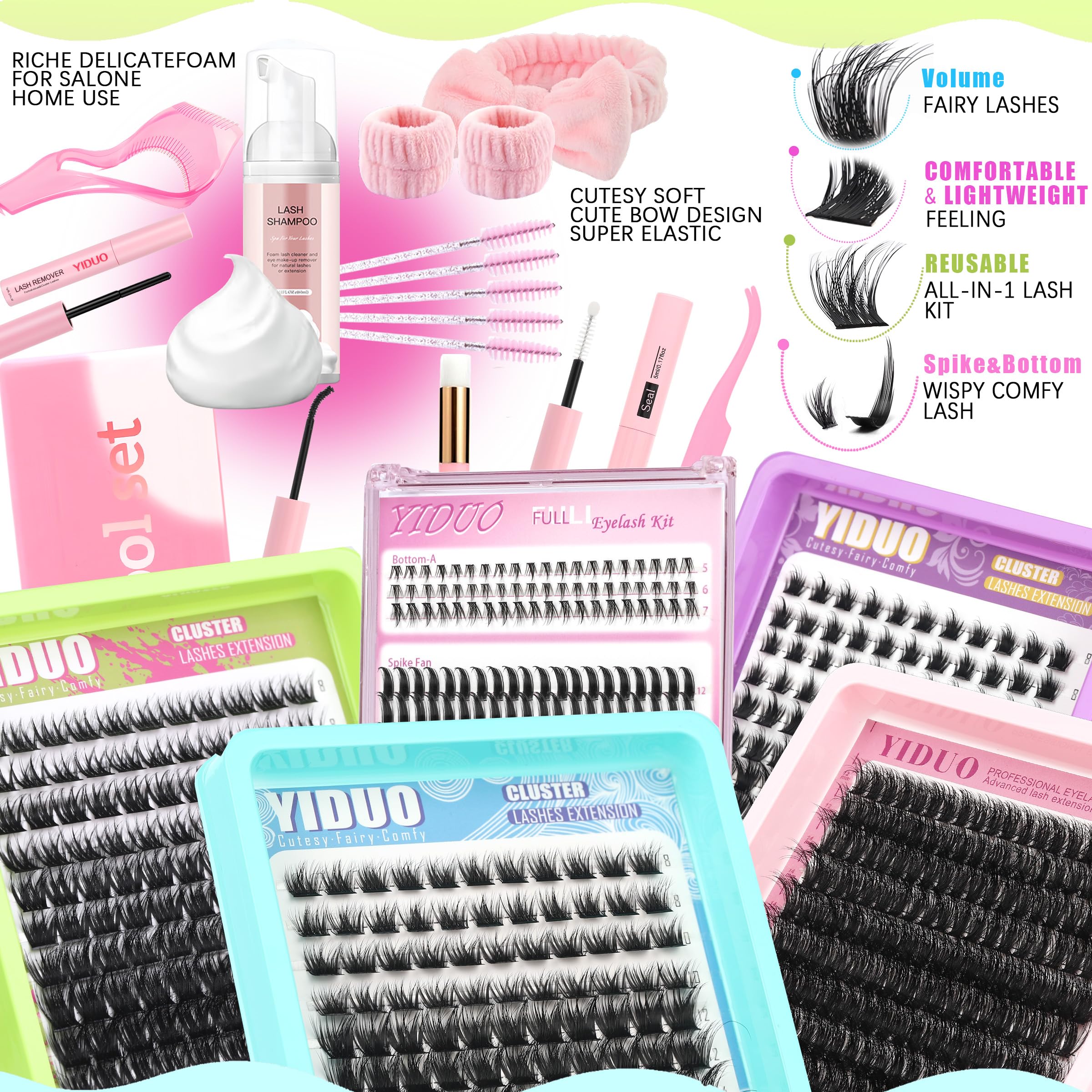 YIDUO Lash Clusters Manga Style offers classic defined length.