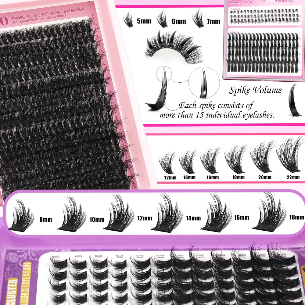 YIDUO Lash Clusters Spike Design for unique, edgy looks.
