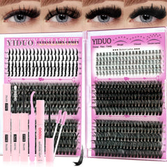YIDUO Lashes Clusters Kit with 40D-60D-80D-100D options for versatile volume.