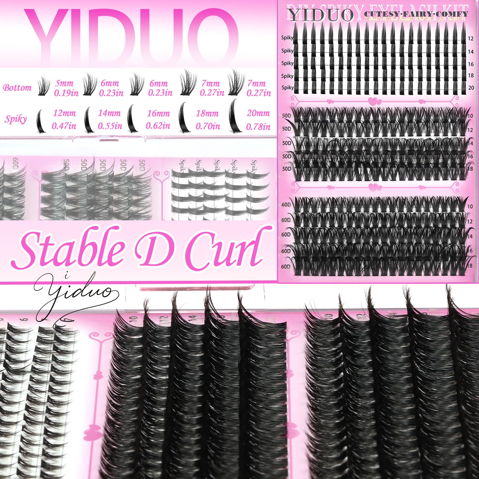 YIDUO long spikes 12-20 mm for bold lash drama.
