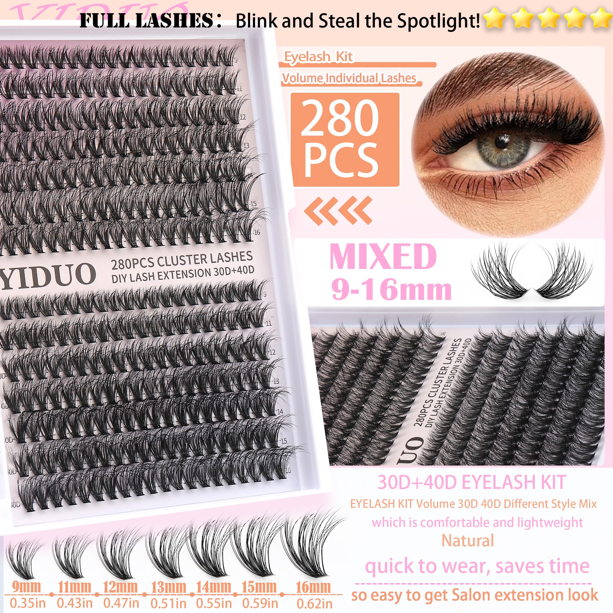 YIDUO lash kit includes glue and remover for easy DIY routines