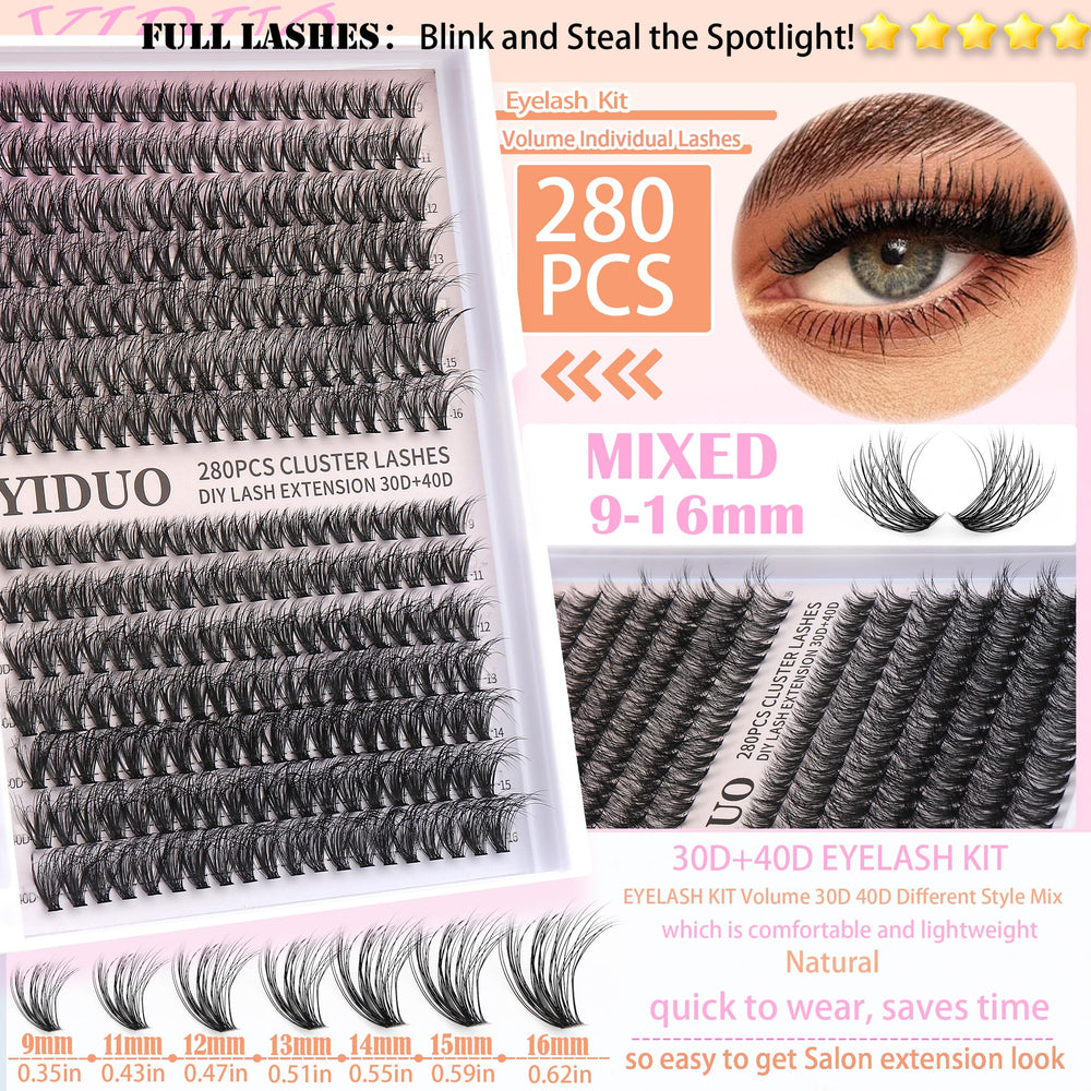 YIDUO lash kit includes glue and remover for easy DIY routines