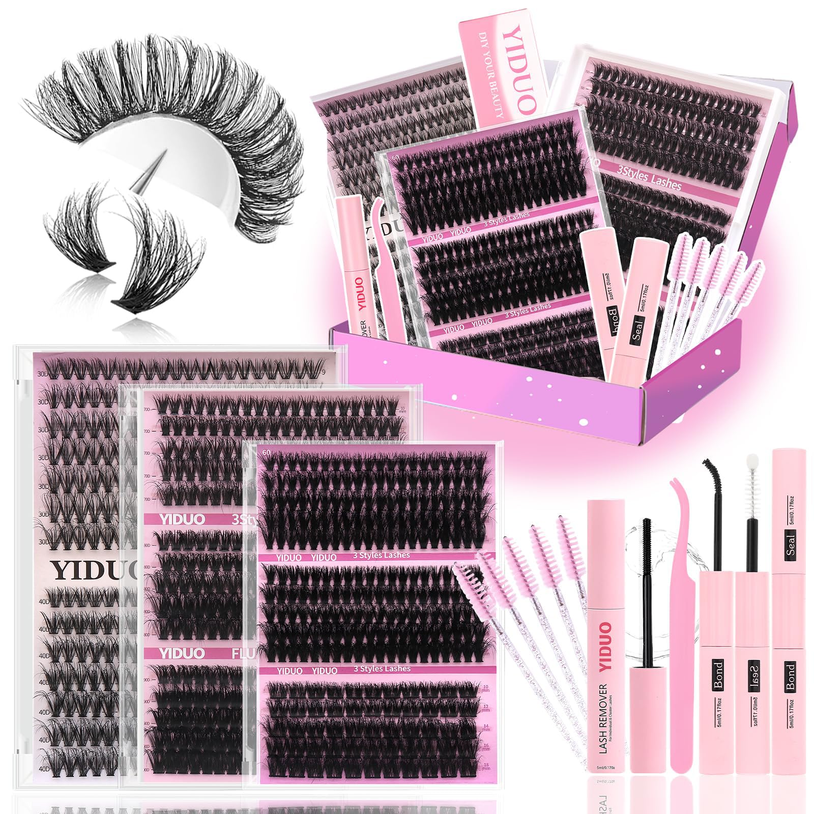 YIDUO Lashes Clusters seven-styles box for versatile daily looks