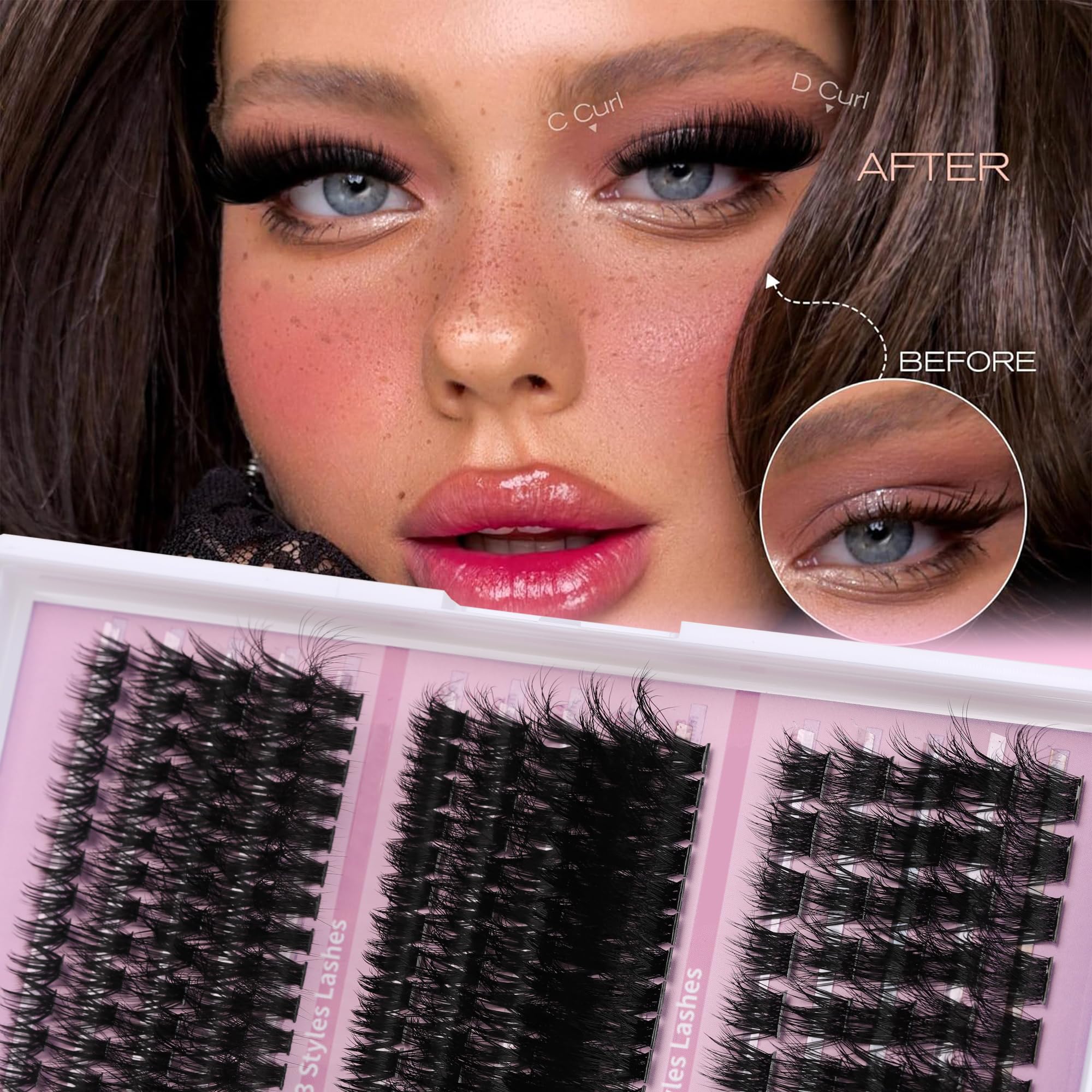 YIDUO Volume Lashes Clusters Kit Bond & Seal bottles for secure wear