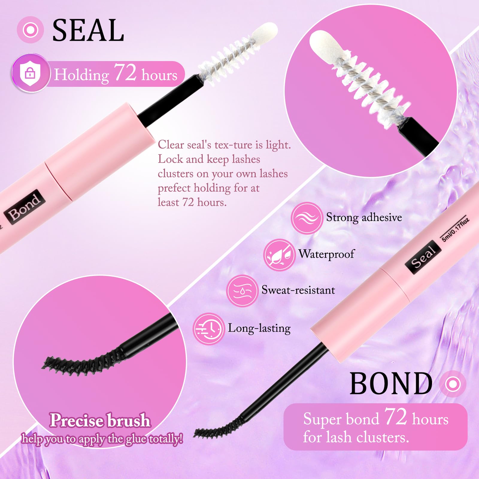 YIDUO Volume Lashes Clusters Kit dual-head brush for grooming lashes