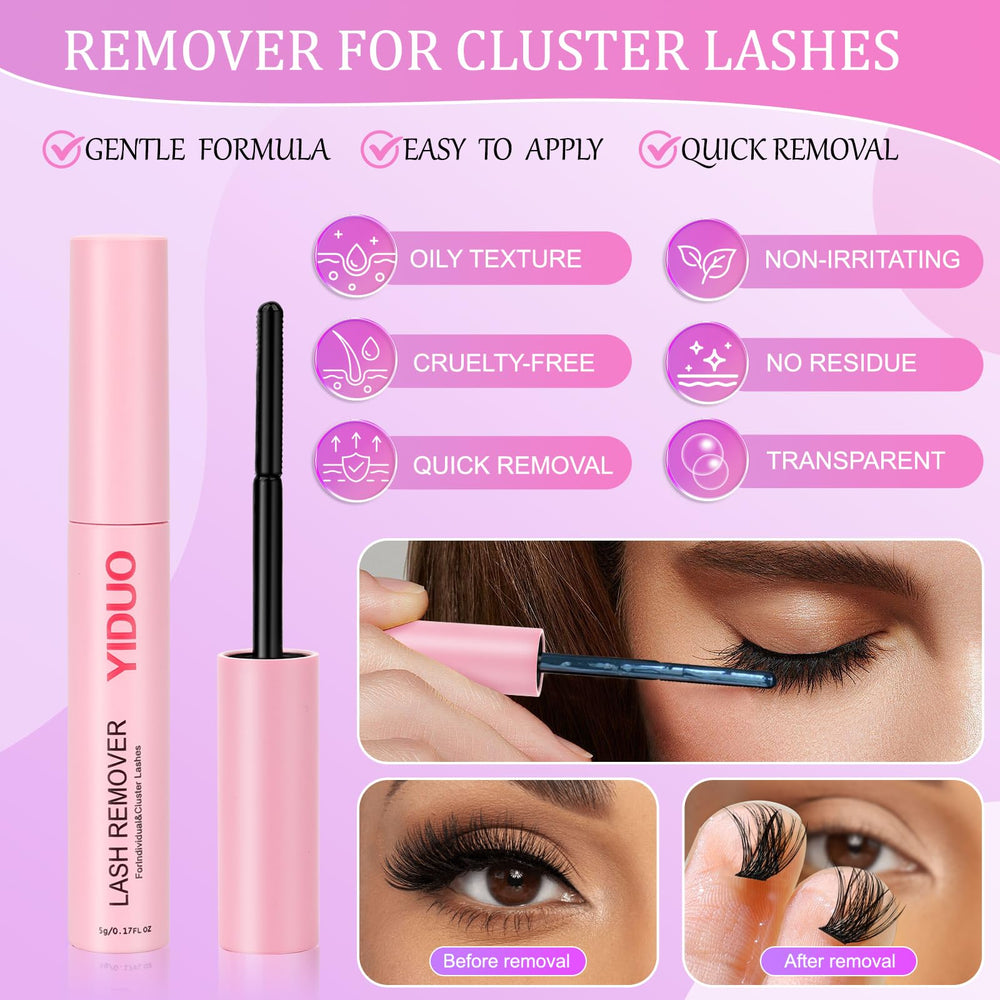 YIDUO Volume Lashes Clusters Kit eye-close-up applying clusters
