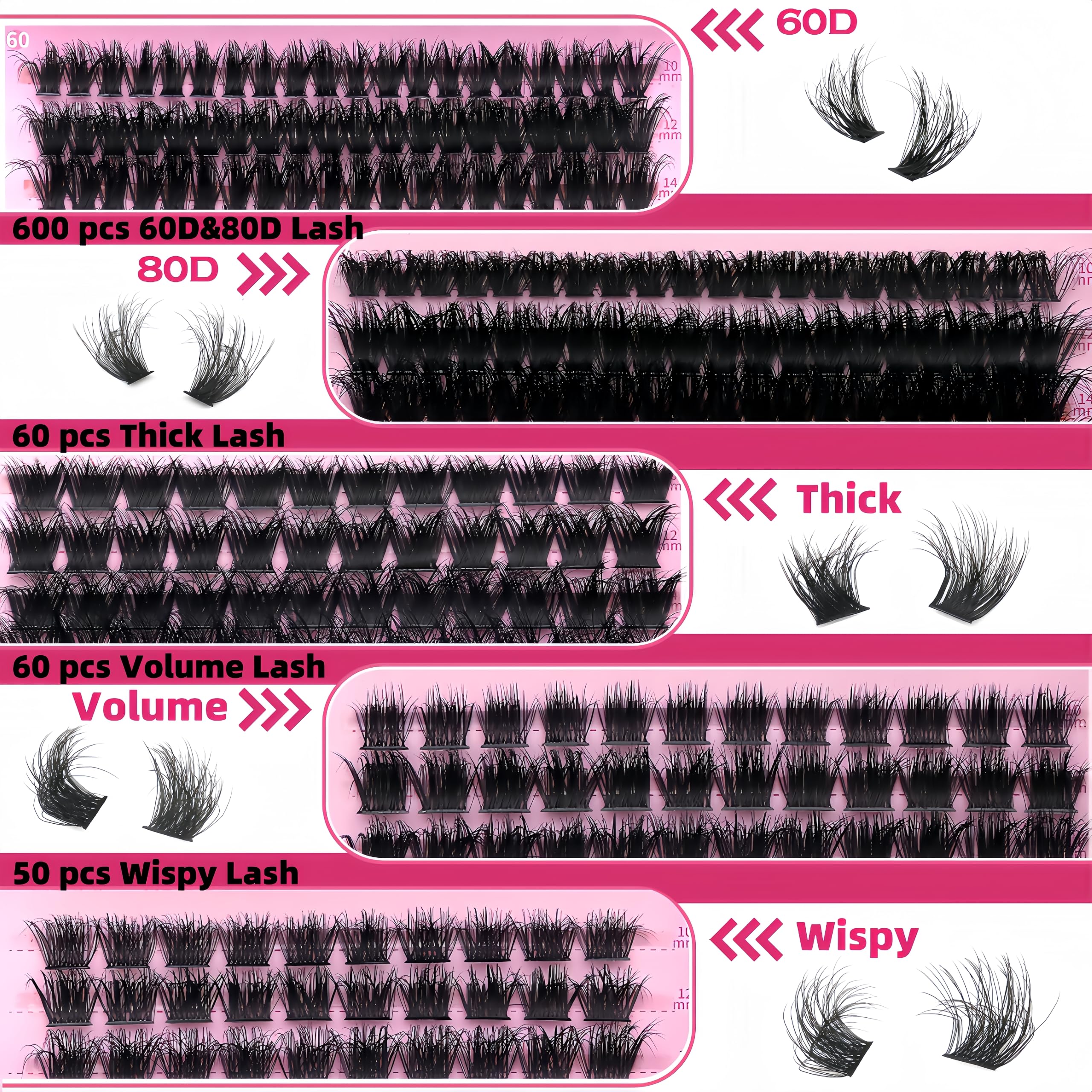YIDUO Volume Lashes Clusters Kit makeup remover for gentle cleanup after wear