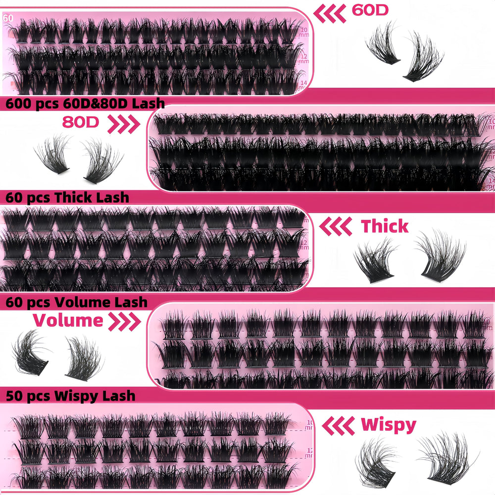 YIDUO Volume Lashes Clusters Kit makeup remover for gentle cleanup after wear
