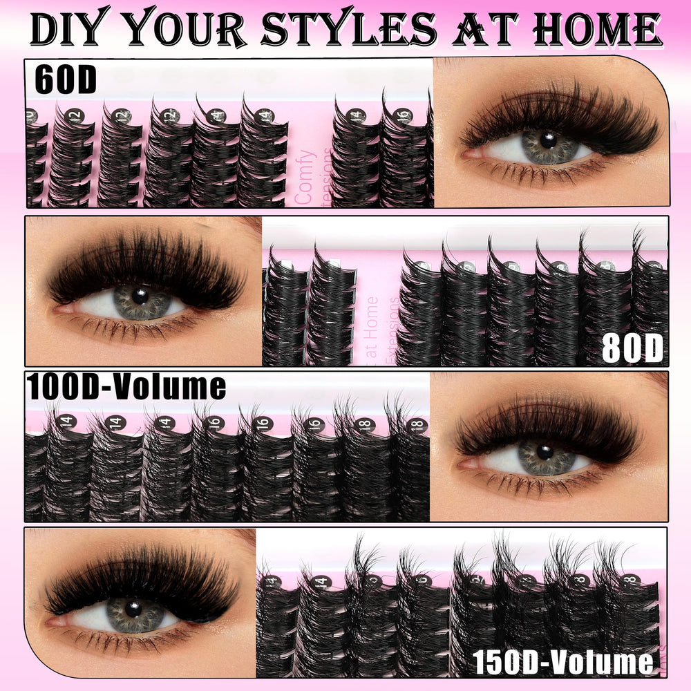 YIDUO Lash Clusters 100D thick—dramatic length with secure, comfortable wear.