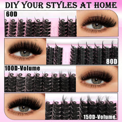 YIDUO Lash Clusters 100D thick—dramatic length with secure, comfortable wear.