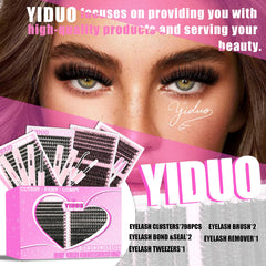 YIDUO Lash Clusters 80D volume—bold daytime drama with simple DIY application.