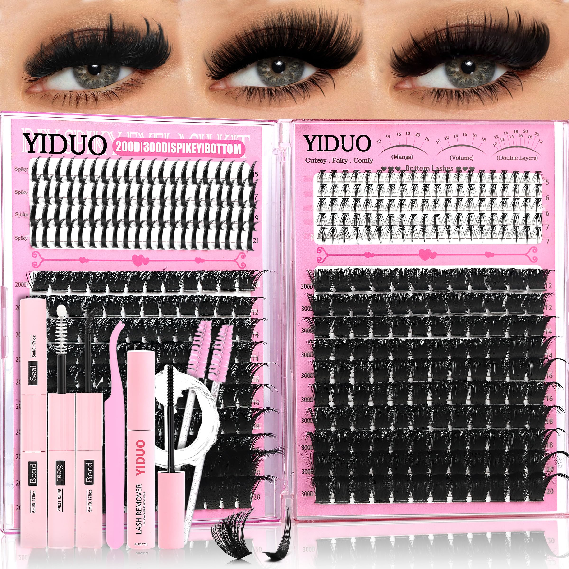 YIDUO lash clusters kit 200D-300D setup for salon-grade at-home styling