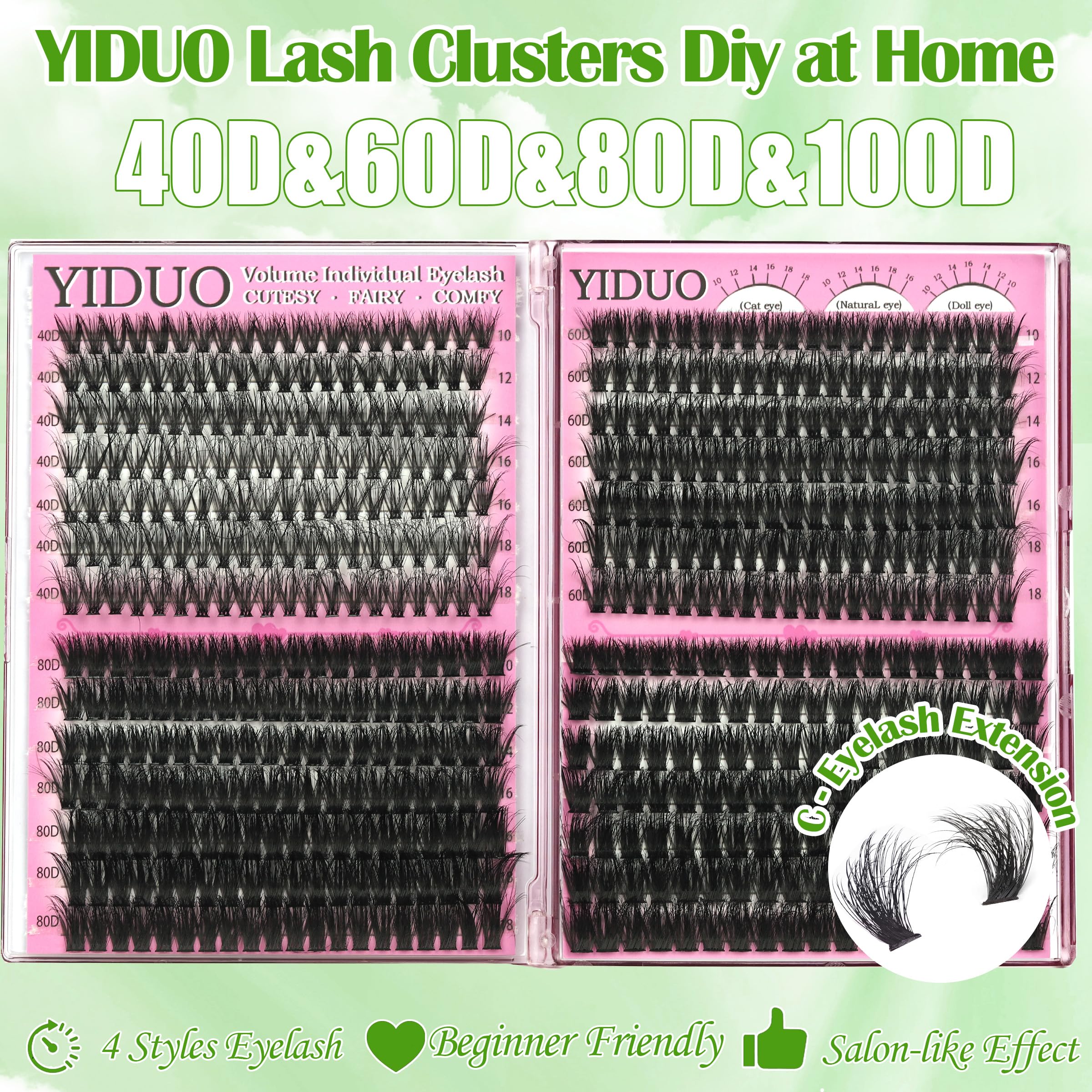 YIDUO DIY lash kit with tweezers and brush for beginners