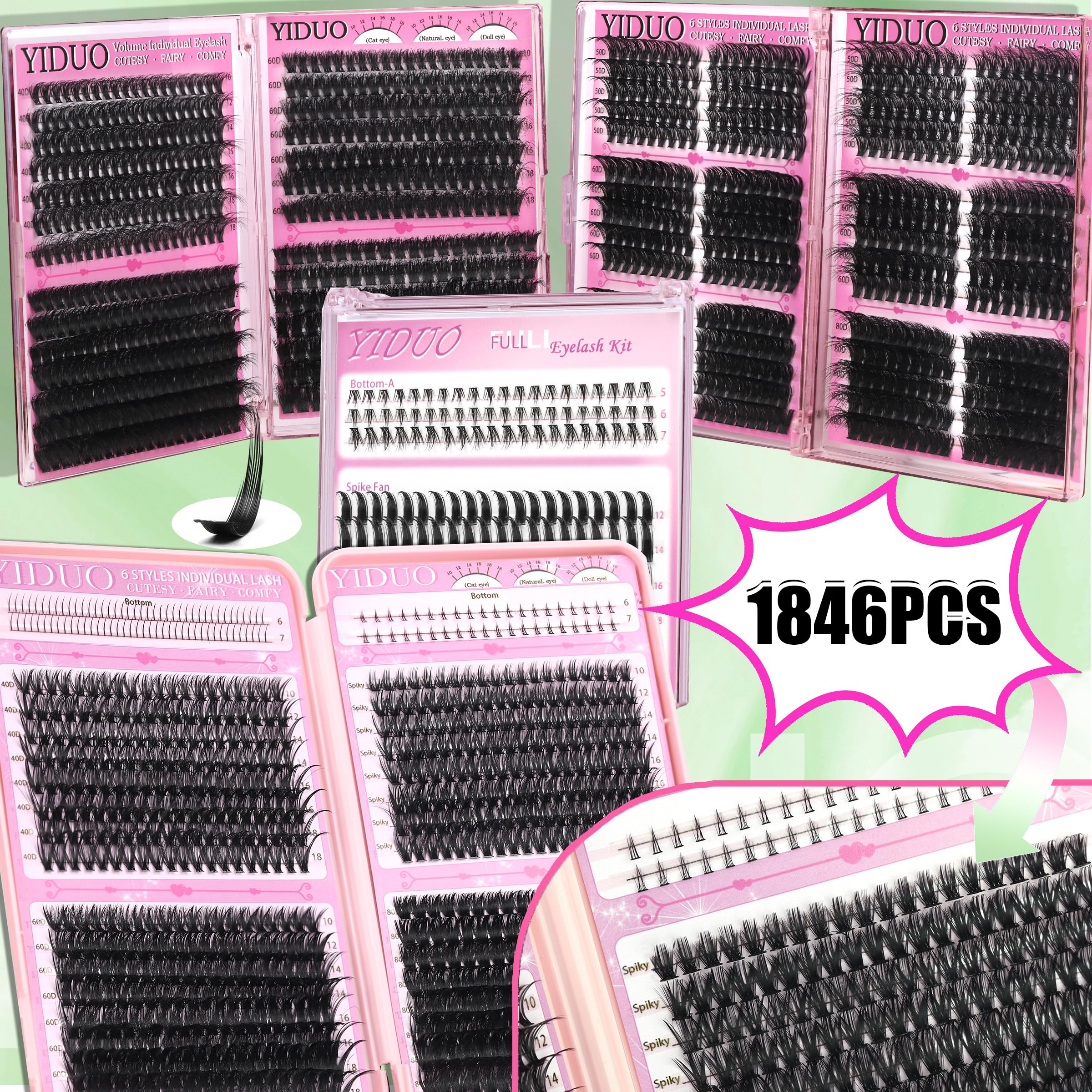 YIDUO clusters 40D-60D-80D-100D close-up highlighting varied lengths for customizable volume.