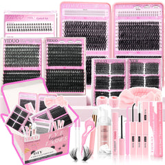 YIDUO Lashes Clusters Kit box display shows bulk lashes for versatile styles.