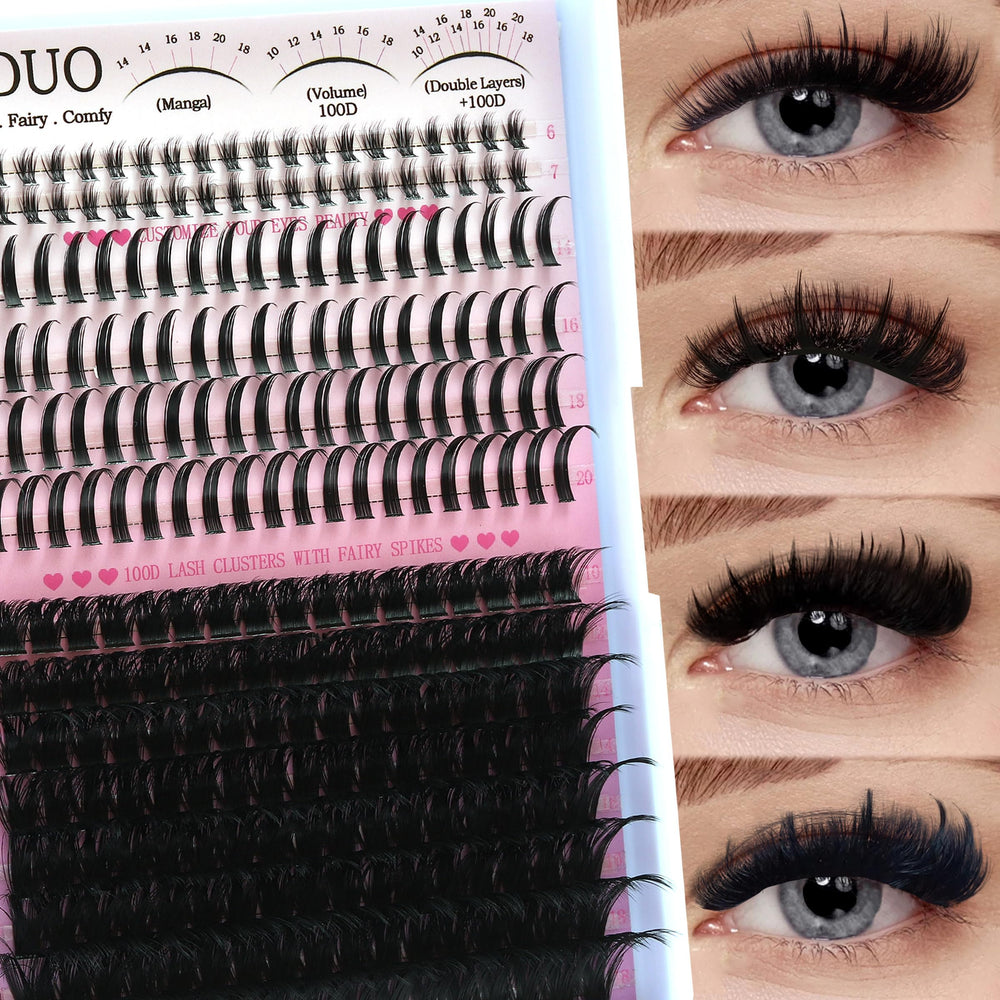 YIDUO Lashes clusters with spikes bottom for dramatic anime style eyes.