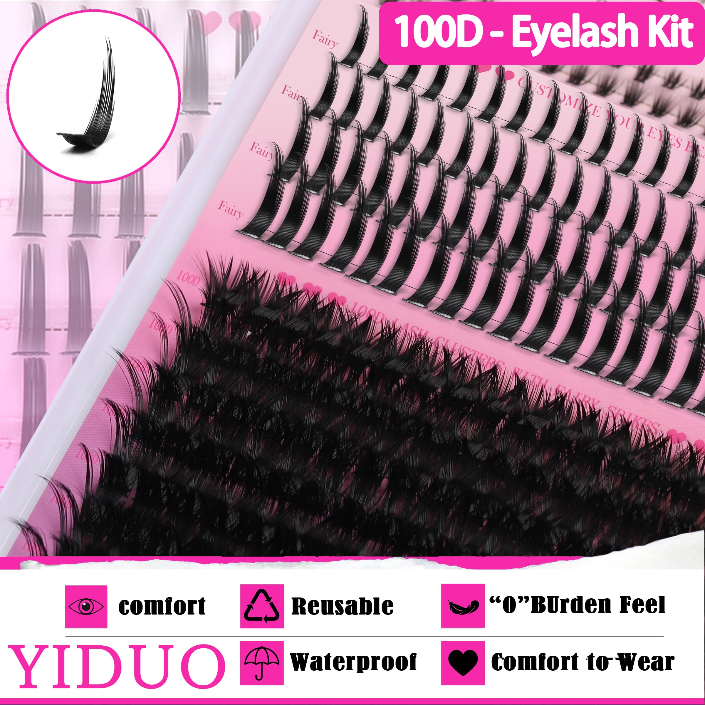 YIDUO Lashes lightweight extensions for comfortable all day wear.